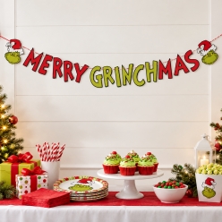 Grinch 6 Foot Merry Christmas Banner